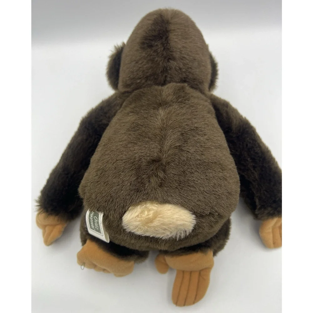 Child's Playmate Plush Chimpanzee Monkey Brown Stuffed Animal Korea Toy 12in VTG